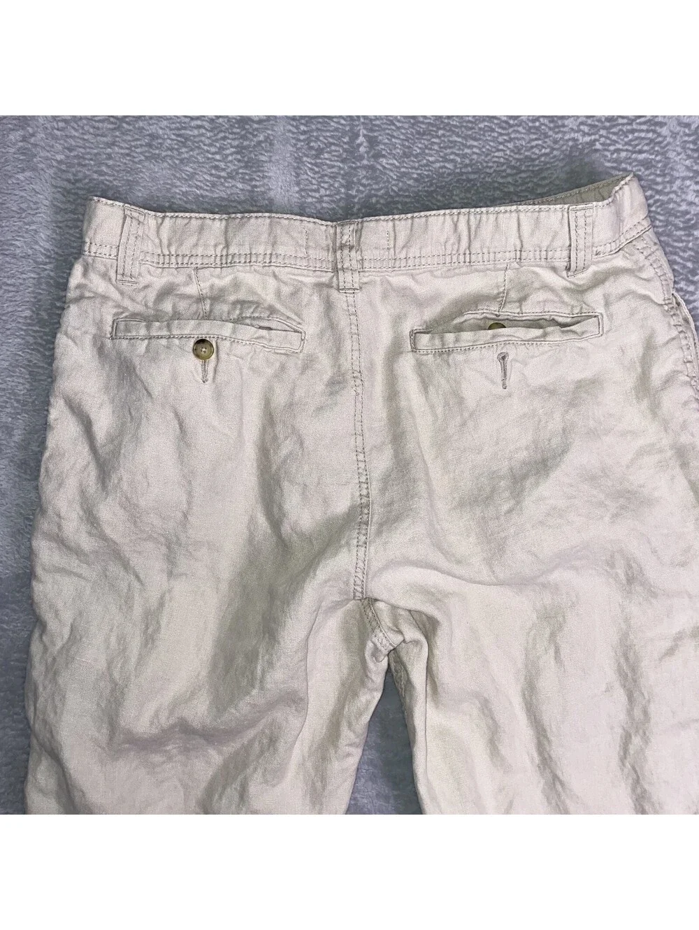 Vintage Old Navy Linen Pants Mens 36x34 Beige Relaxed Straight Leg Coastal Beach